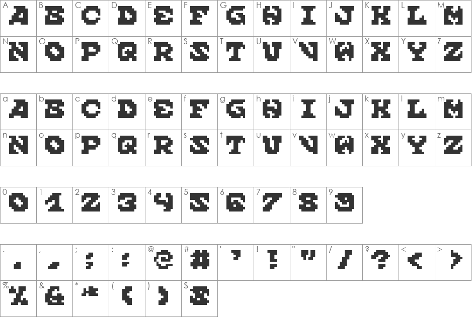 Scream When You're Ready To Die font character map preview