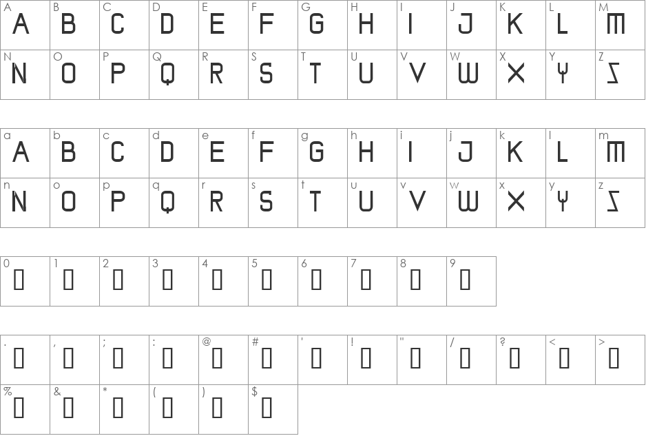 screenman font character map preview