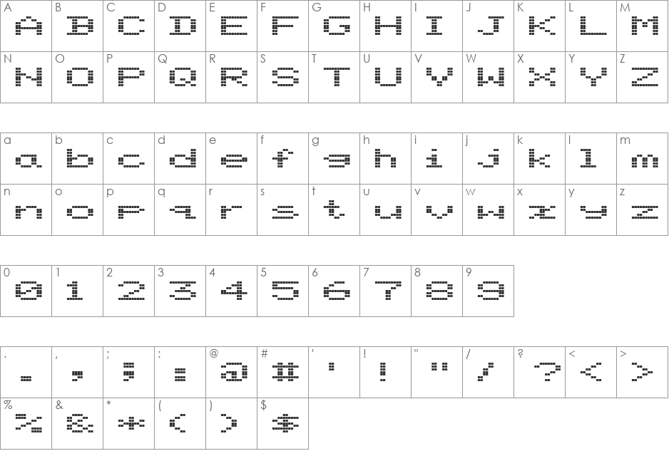 ScreenMatrix font character map preview