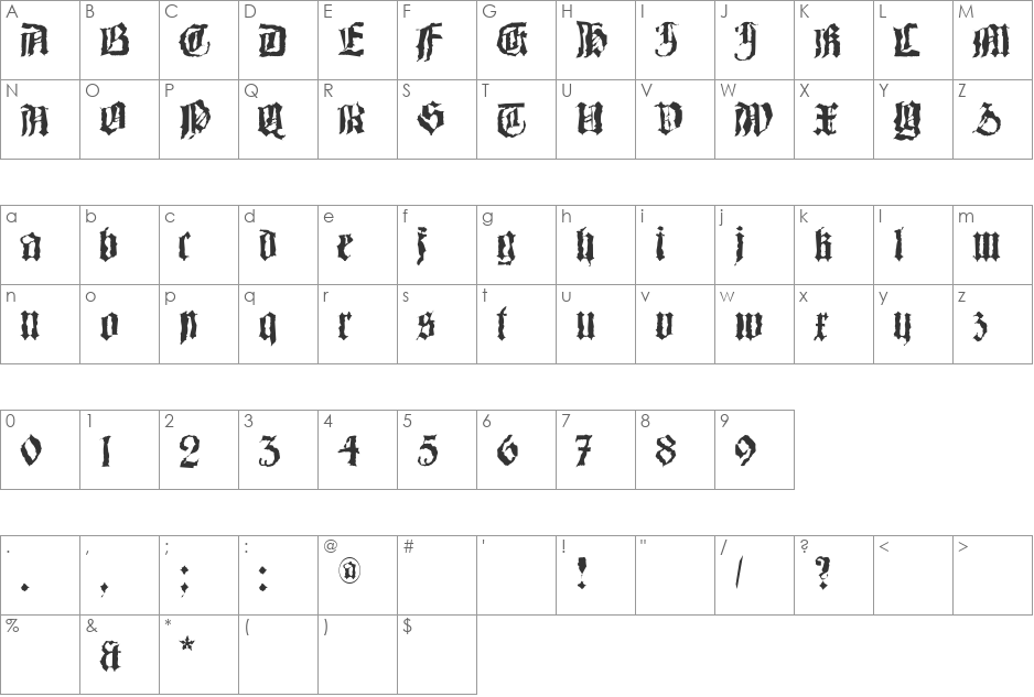 Barlos-Random font character map preview