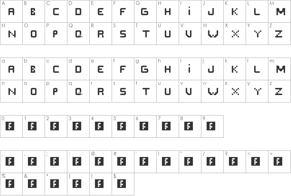 SCREPT  font character map preview