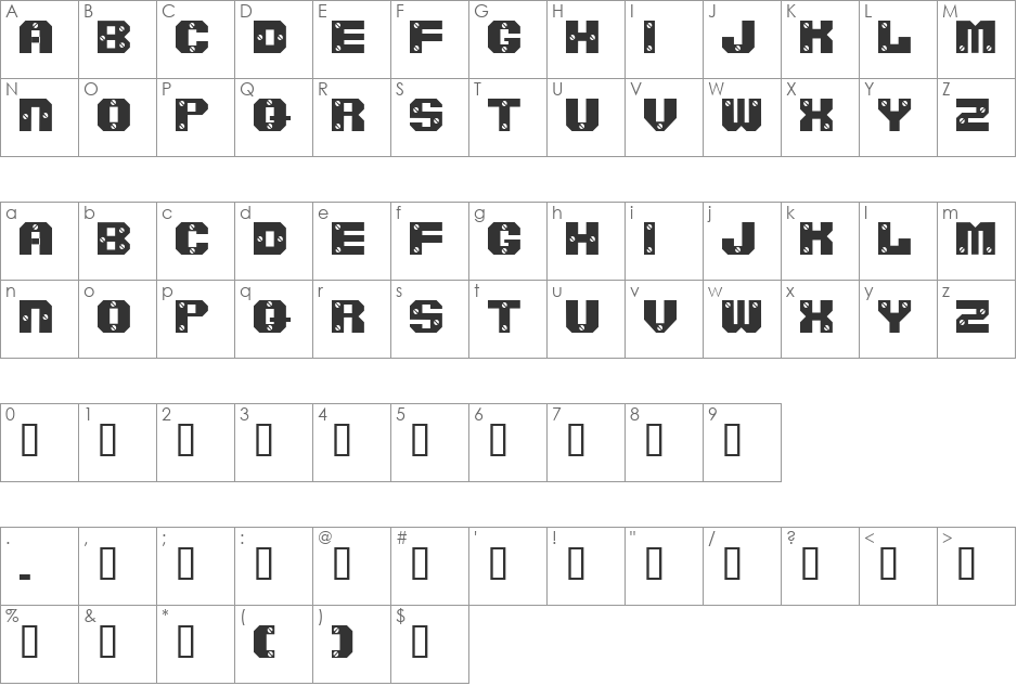 ScrewdUp font character map preview