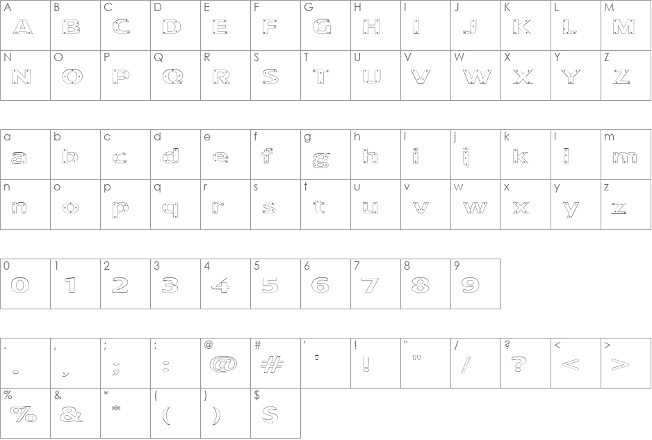 ScrewedFont font character map preview