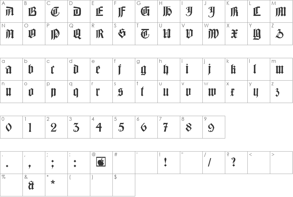 BarlosiusEdged font character map preview