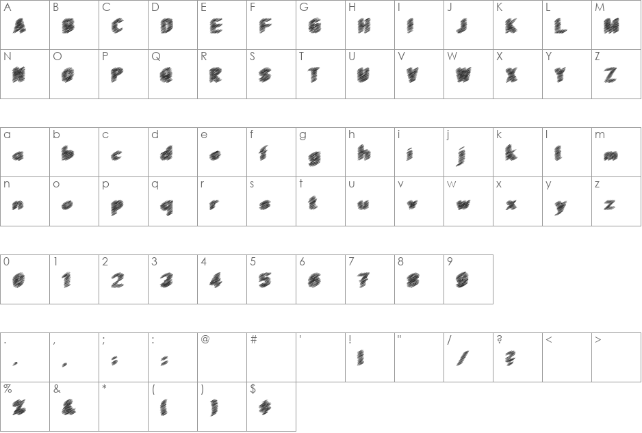 ScrFIBbLE font character map preview