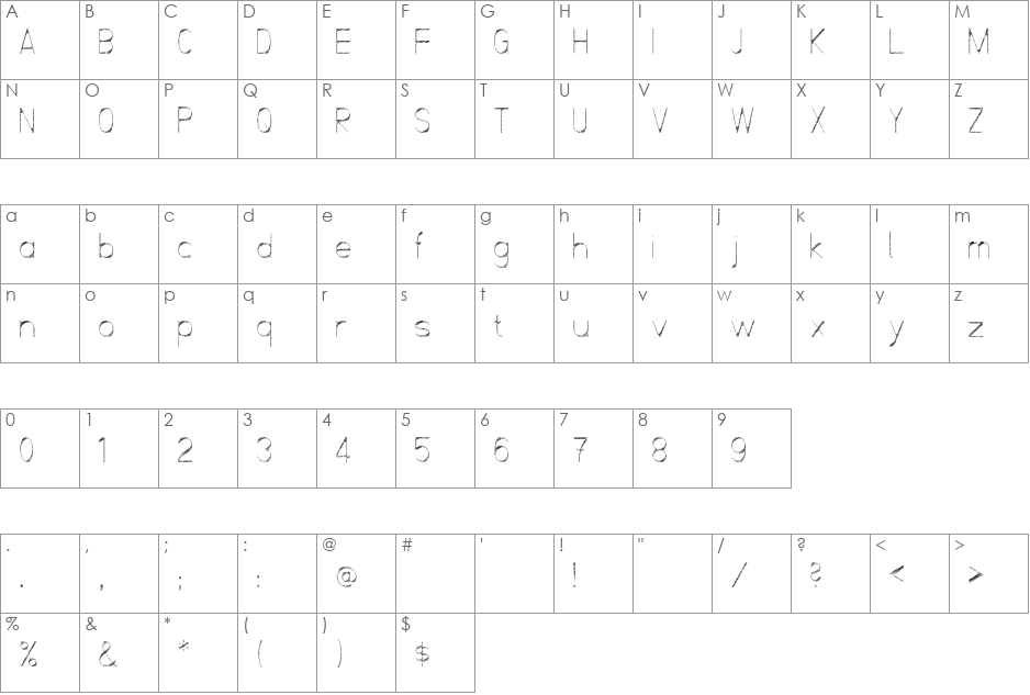 ScrFIBbLE font character map preview