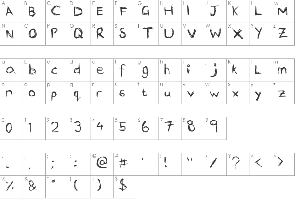 scri-bubble font character map preview