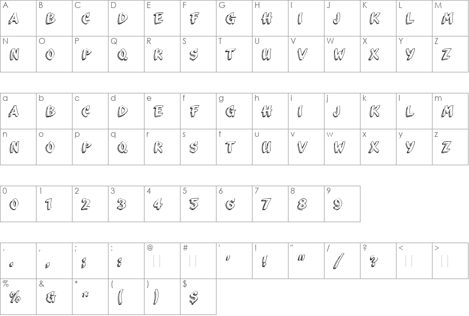Scriba font character map preview