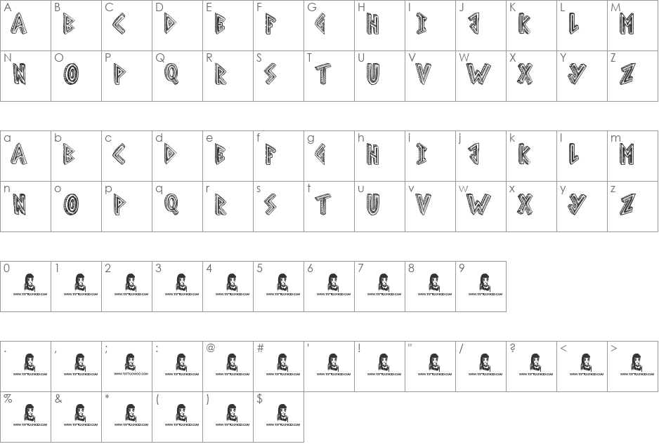 Scribble Table font character map preview