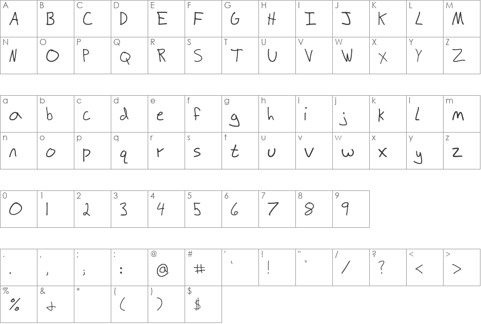 ScribbleZack font character map preview