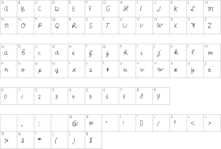 Scribble_Scrabble font character map preview