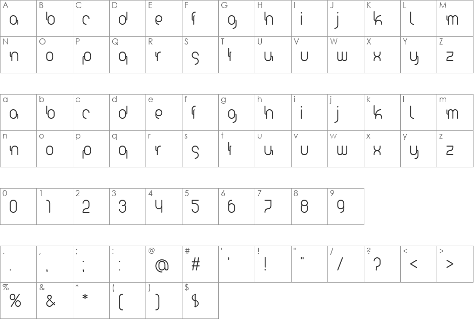 Scripio B font character map preview