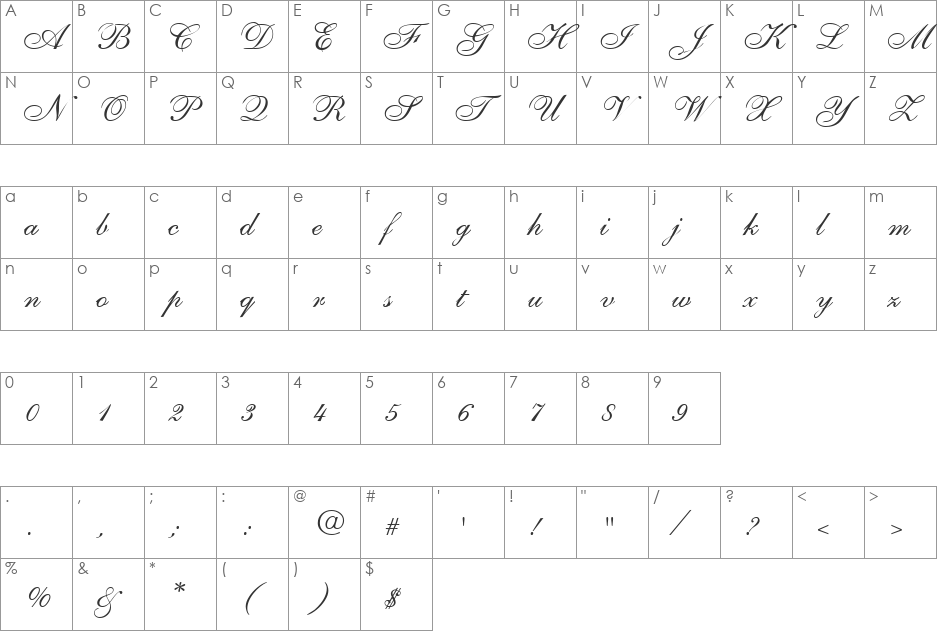 Script-S721-Two font character map preview
