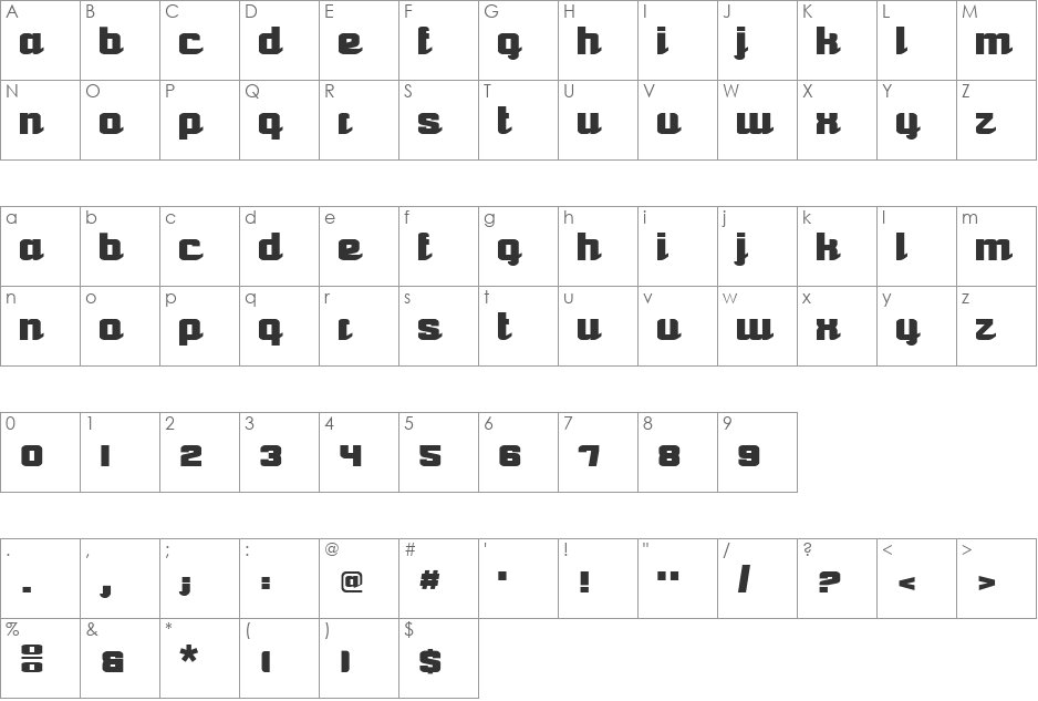 Scripto font character map preview