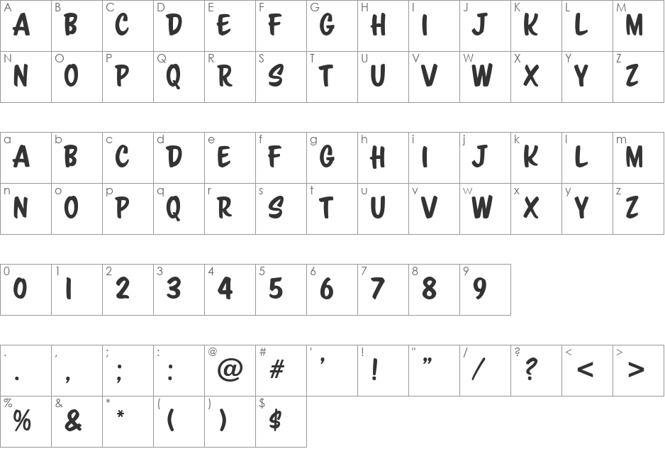 ScriptoramaMarkdownJF font character map preview