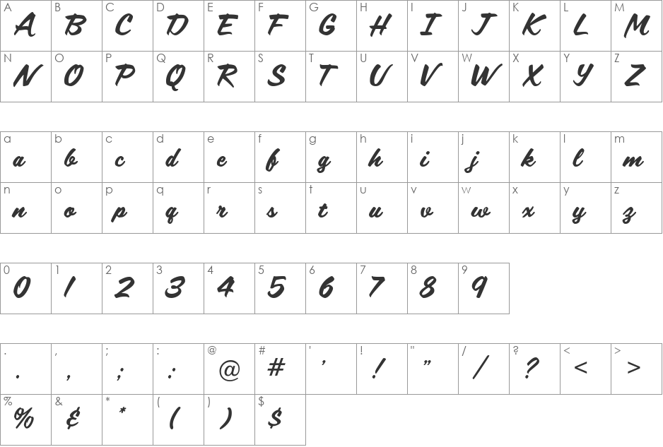 ScriptoramaTradeshowJF font character map preview