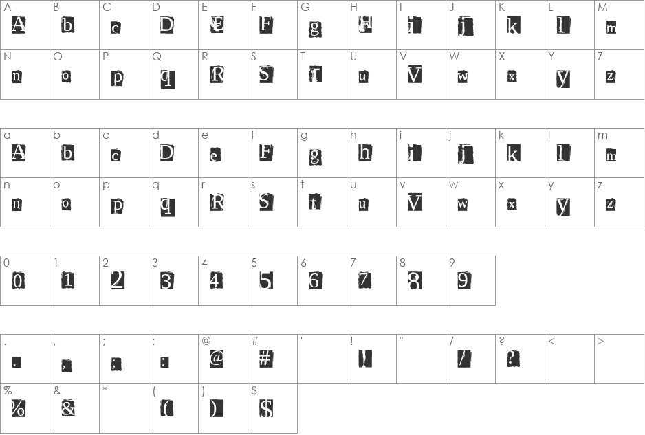 ScriptSERIF font character map preview
