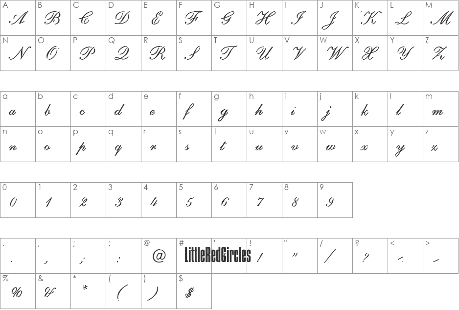 Scritch font character map preview