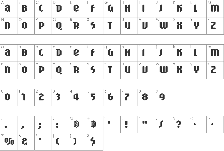 Scrotnig font character map preview