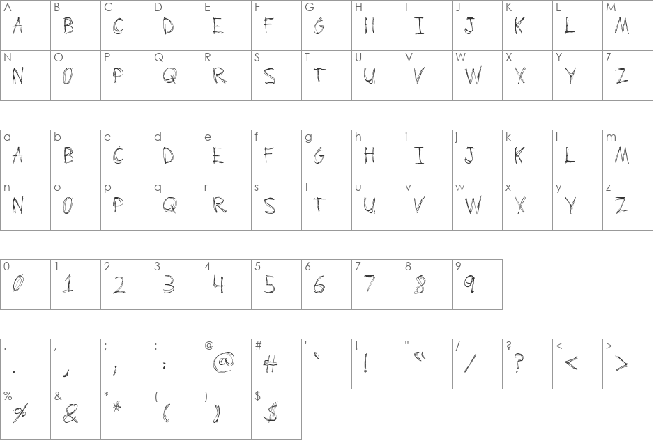 Scrum-Bucket font character map preview