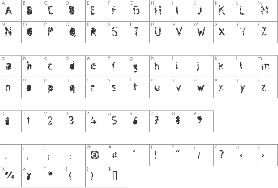 Scrumplestiltskin font character map preview