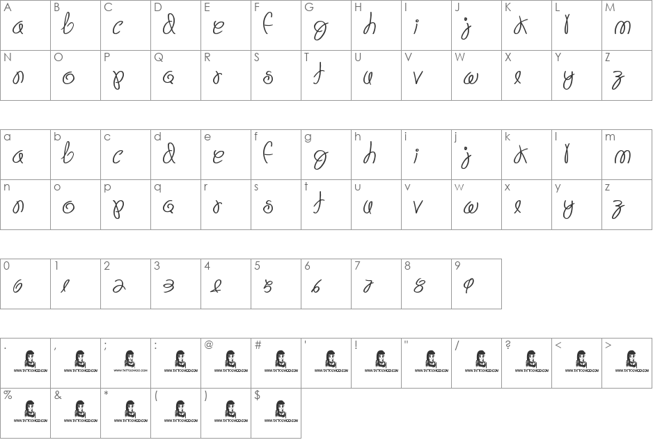 Scud font character map preview