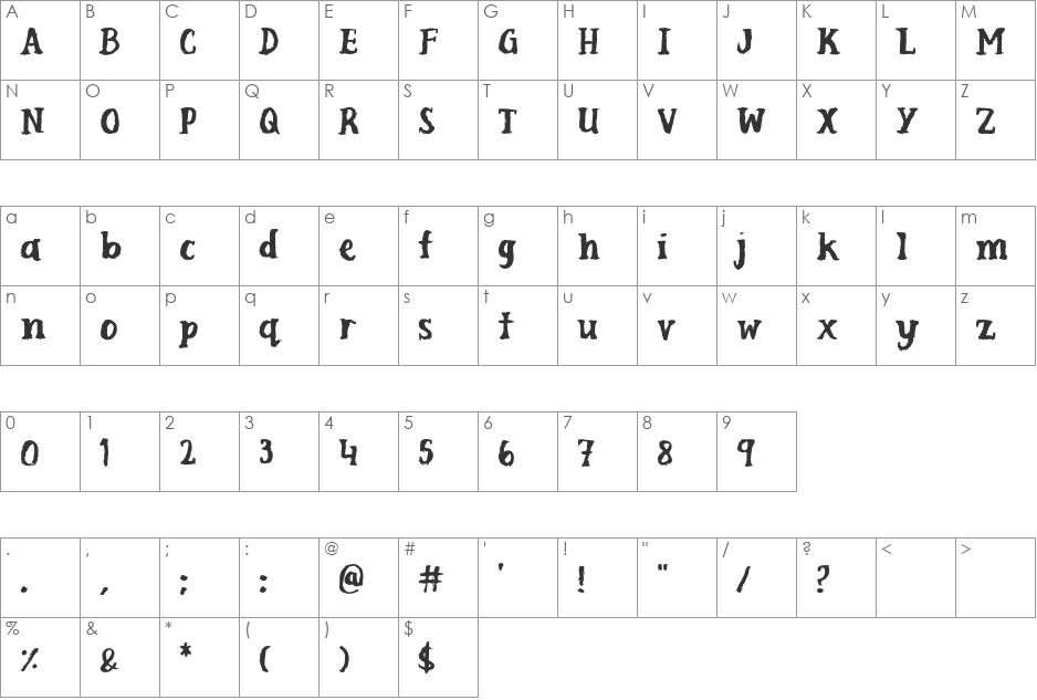 Scuffle font character map preview
