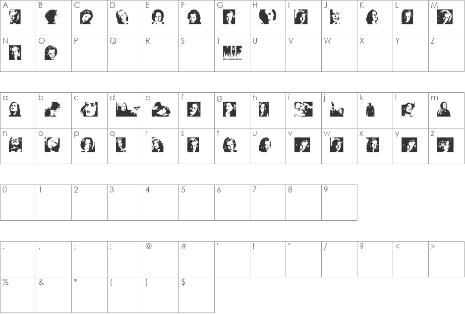 Scully font character map preview