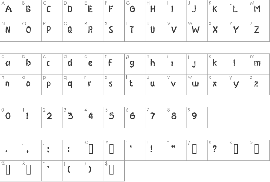 SCULPTURE font character map preview