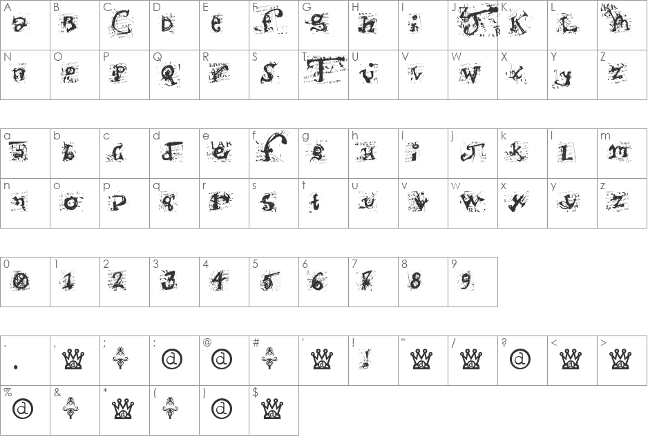 Scumbag font character map preview