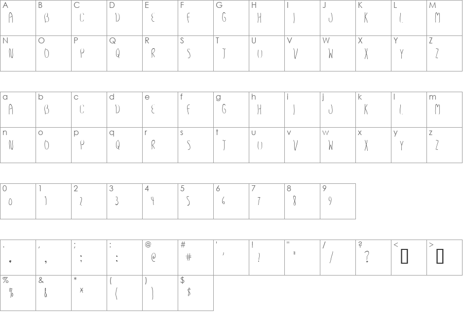 Scumbucket font character map preview