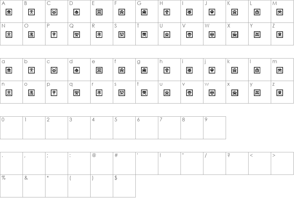 Scumskullz font character map preview