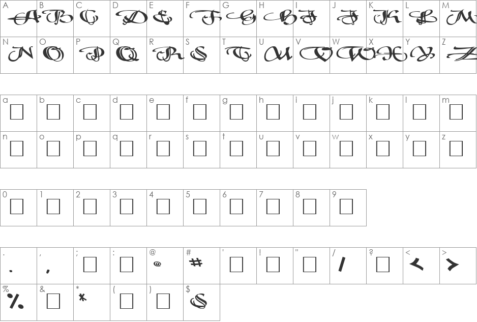ScuttleButtNew font character map preview