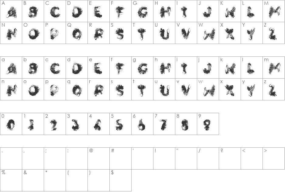 Barnstormer font character map preview