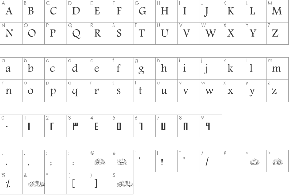SC_REHAN font character map preview