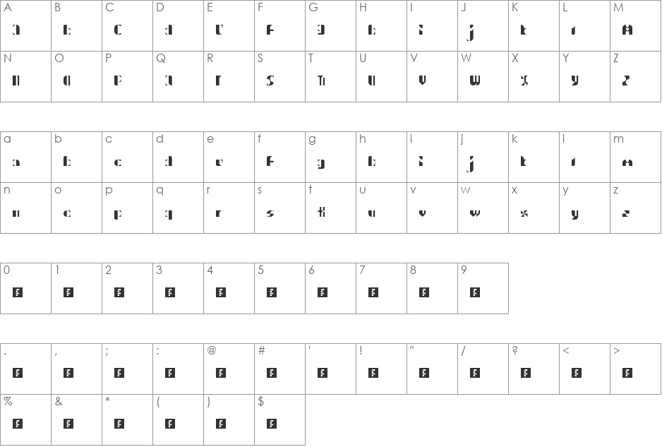 SD Abstractical font character map preview