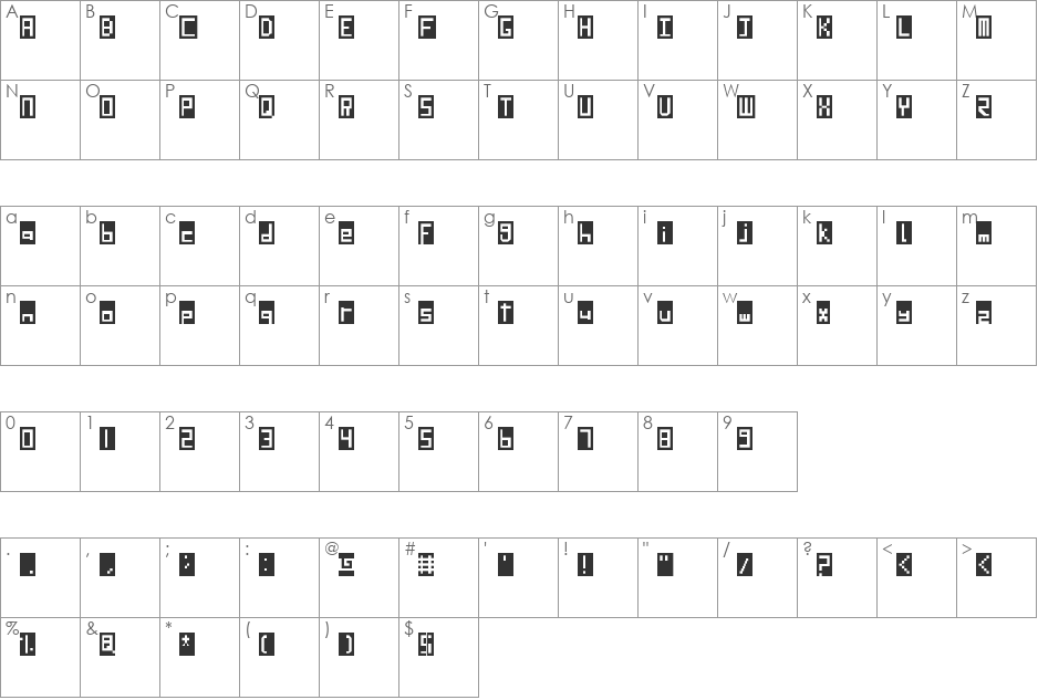 SD LED Screen font character map preview