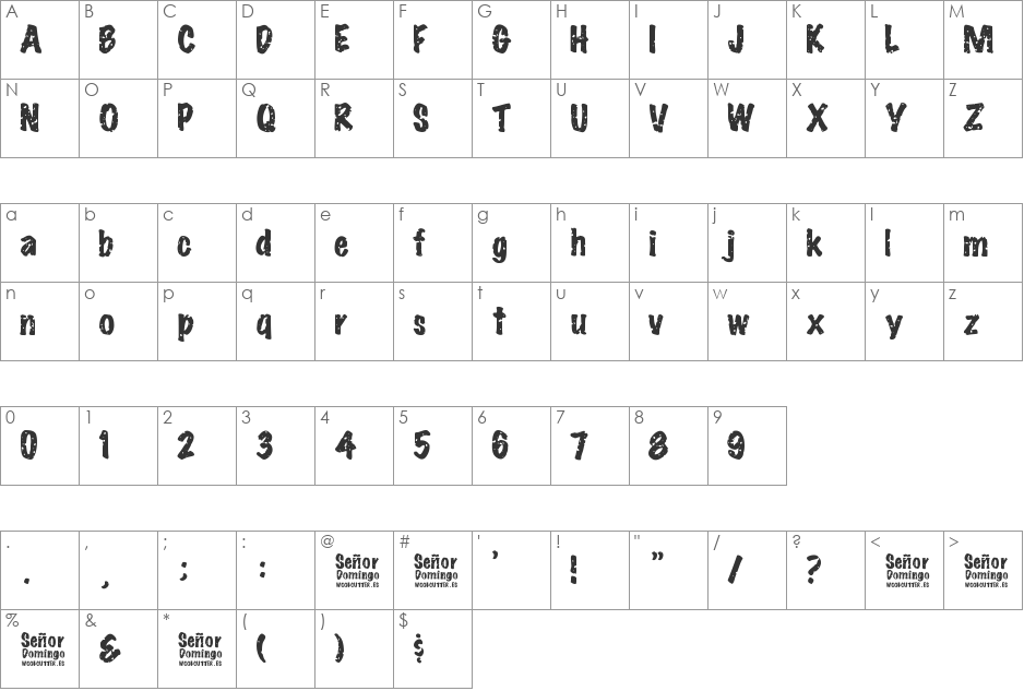 Se?or Domingo font character map preview