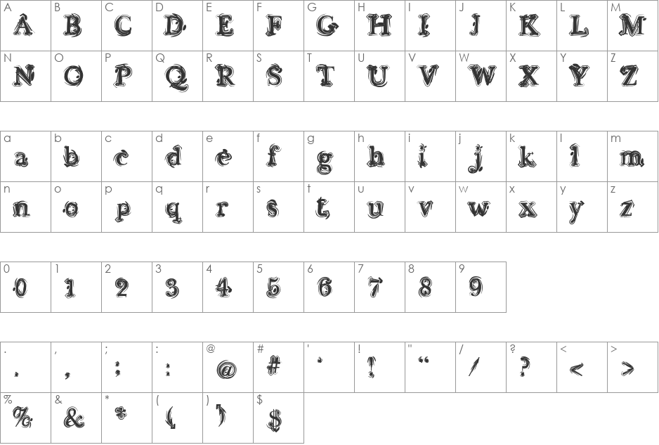 Sea Turtle font character map preview