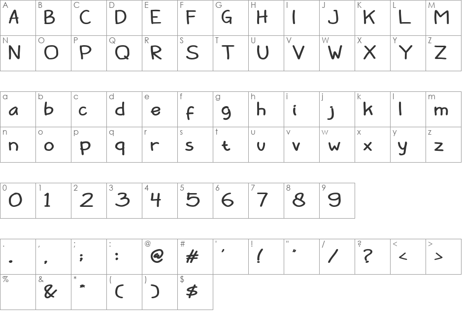 Barokah font character map preview