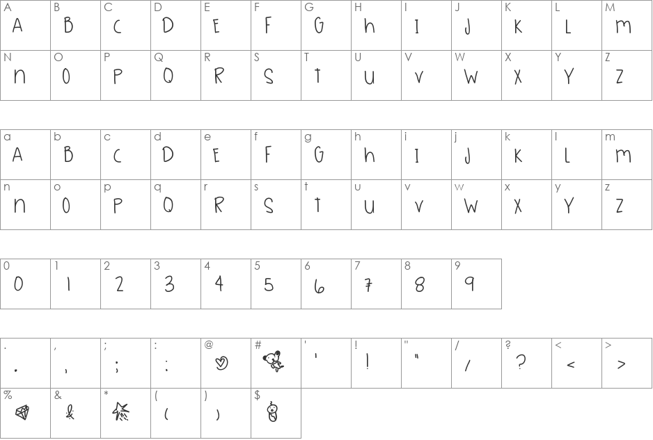 SeaGreen font character map preview