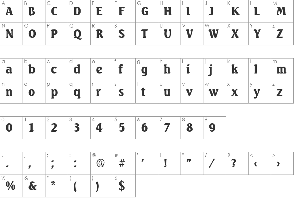 Seagull-Serial-Black font character map preview