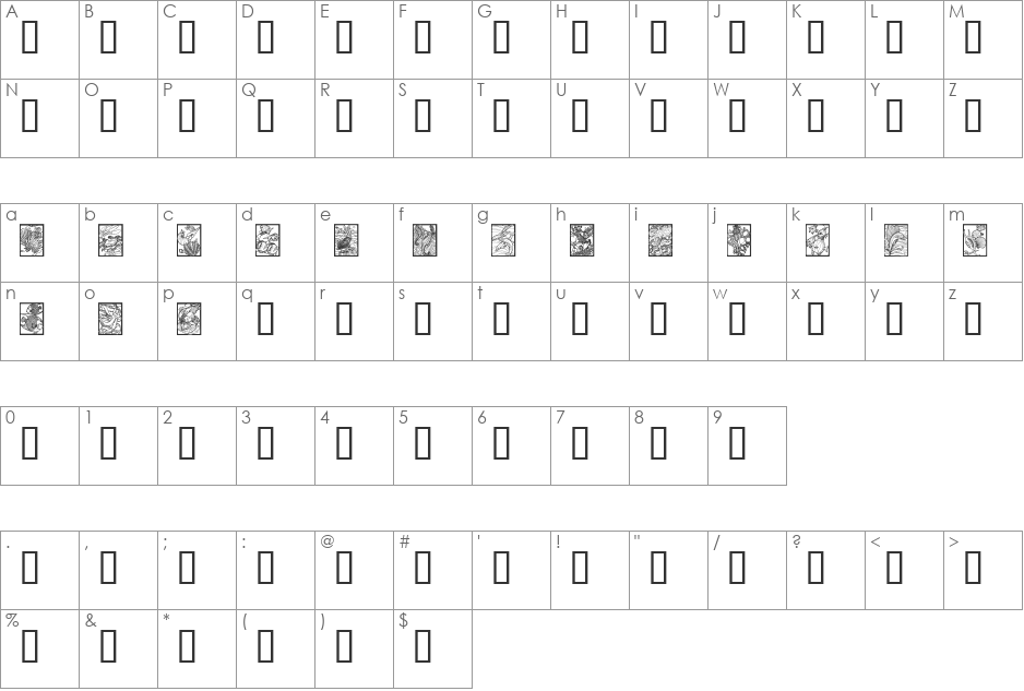 Sealife font character map preview