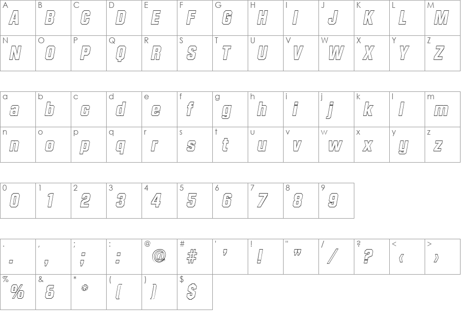 SeanBeckerOutline-ExtraBold font character map preview