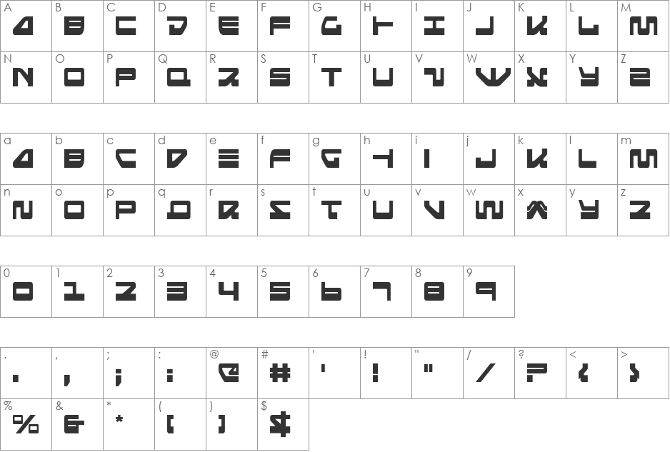 Searider Falcon Condensed font character map preview