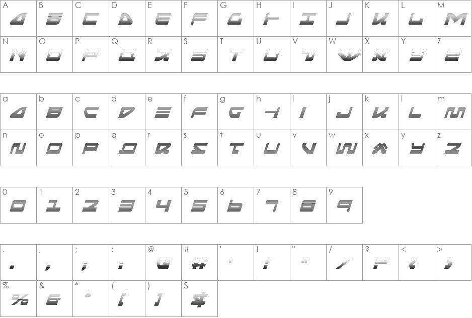 Searider Falcon Gradient Italic font character map preview