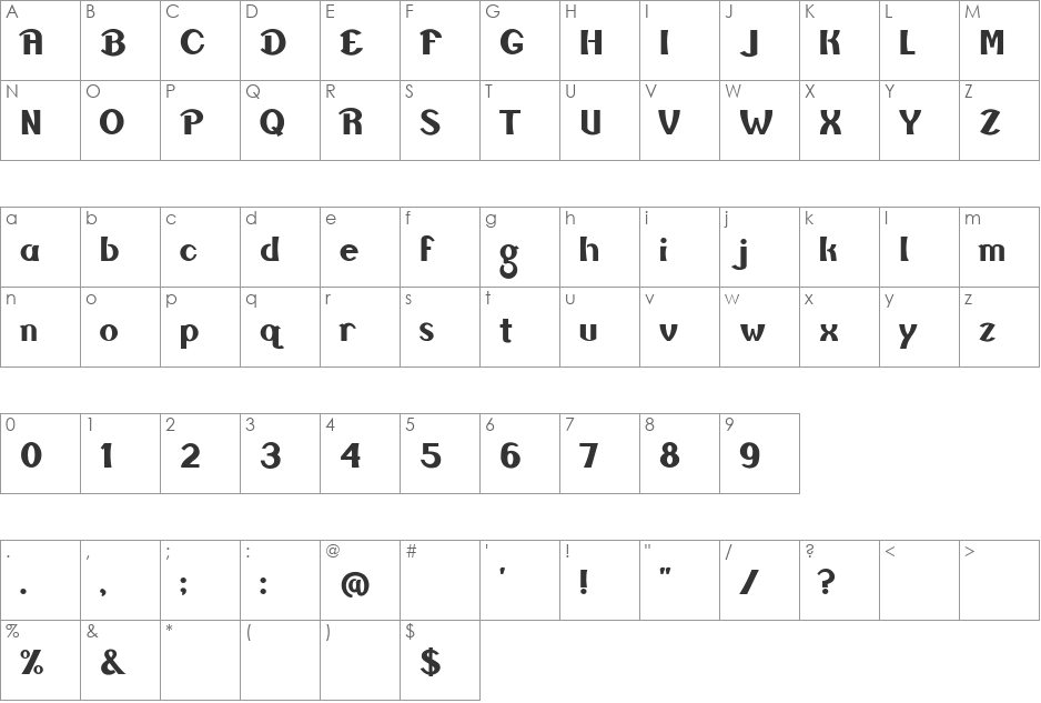 Seasalt font character map preview