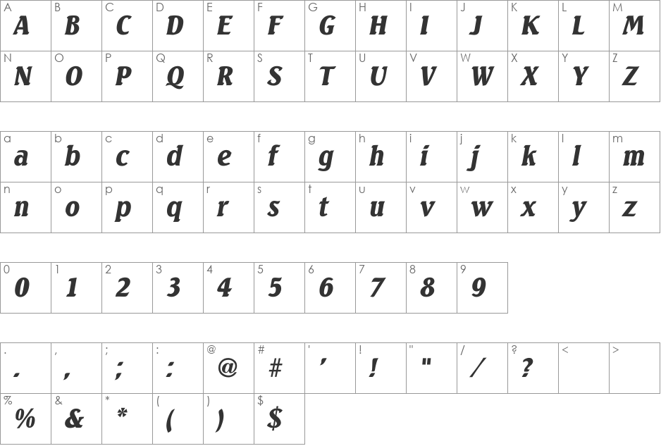 SeasonalBlackIt font character map preview