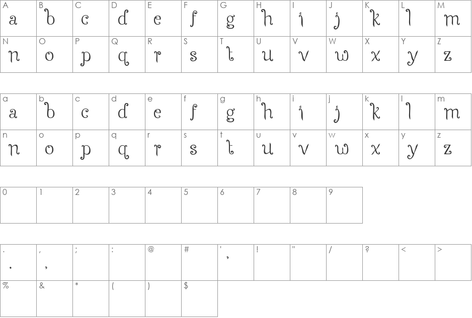 Seasons-Spring font character map preview