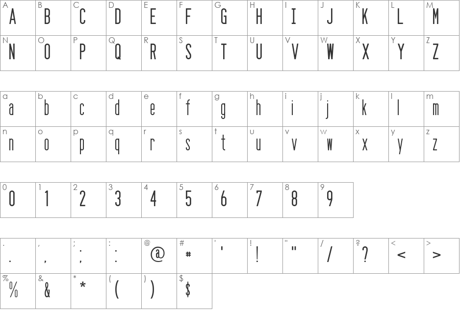 Seattle Sans font character map preview